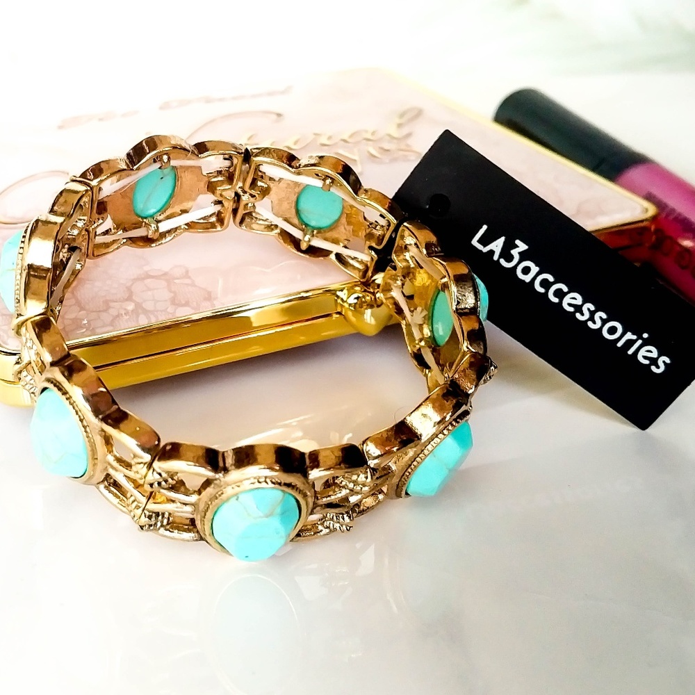 LA3accessories Turquoise Stone Stretch Bracelet